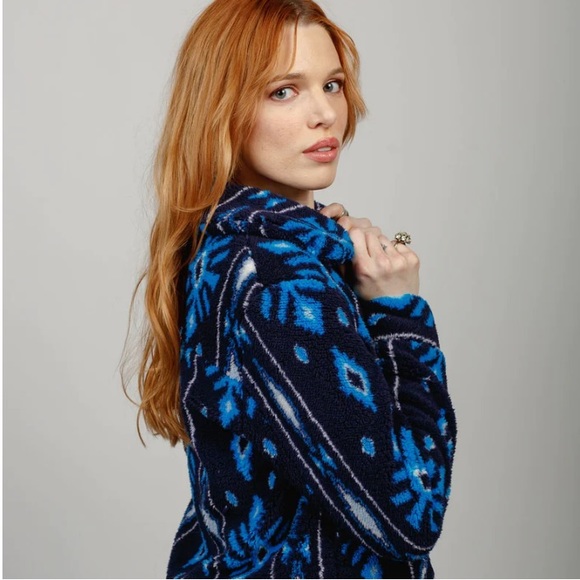 Red Aztec Southwest Sherpa Jacket US L 🎥 - Picture 9 of 15